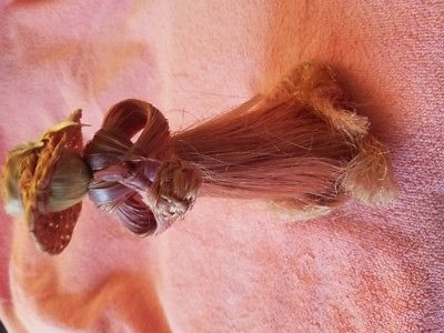 Hand made corn silk husk doll with basket and hat