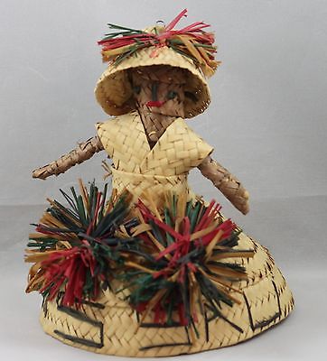 Handmade Doll Woven Straw Nassau VINTAGE