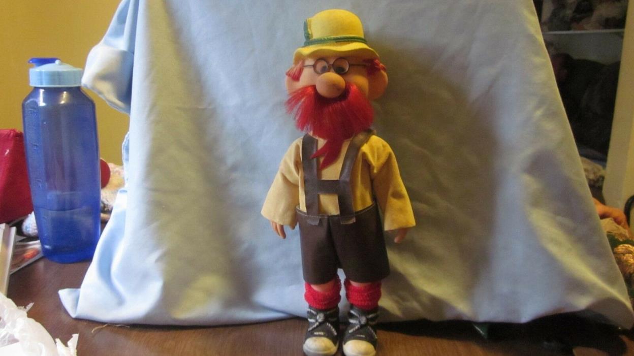 Vintage Antique Man Doll with Red Mustache and Glasses 12