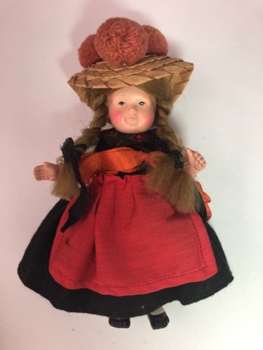 Vintage German Schildkrot Black Forest Antique Celluloid Doll
