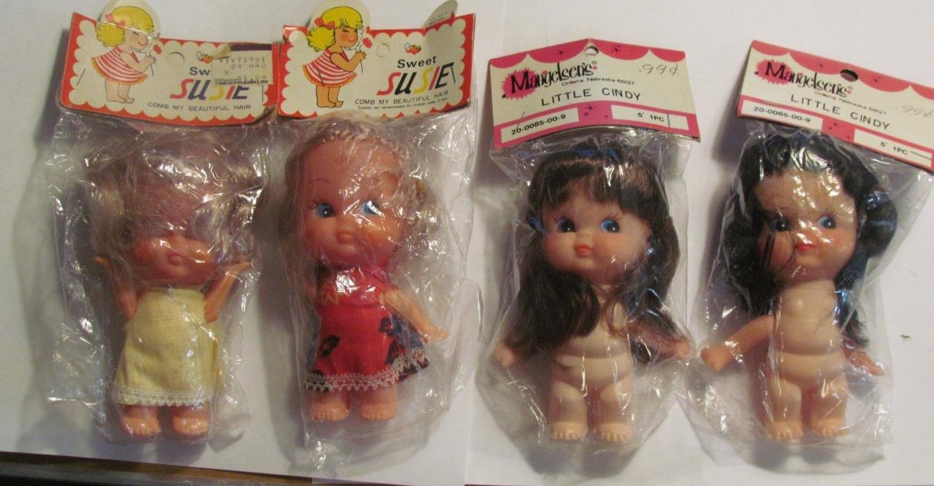 Vintage Lot of 4 Plastic Baby Dolls Little Cindy Sweet Susie