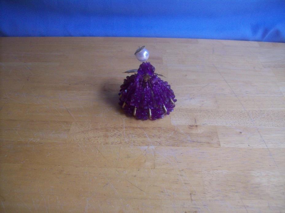 Vintage February Saftey Pin And Beads Doll Figurine/Ornament