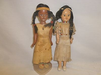 Vtg Plastic Native American Indian Souvenir Dolls Leather Clothing Sleepy Eye 7