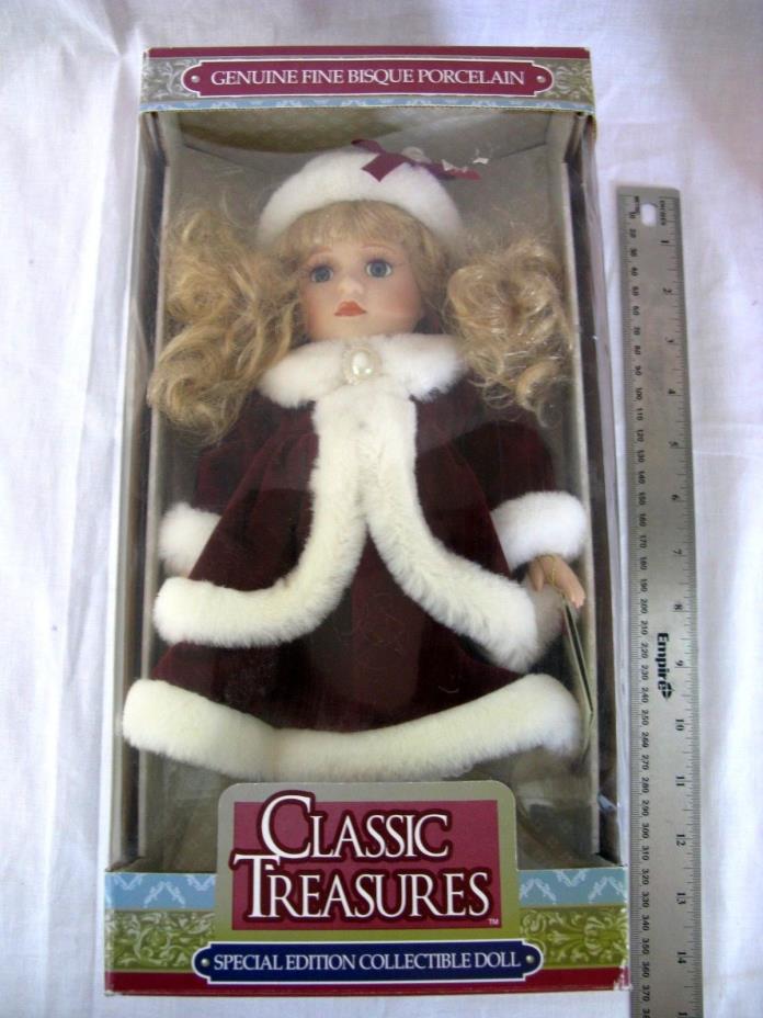 Classic Treasures Special Edition Red Christmas Dress Doll Bisque Porcelain