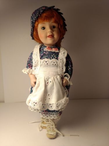 Peasant Redhead Girl Flowered Dress TC 1996 Porcelain Doll CUTE
