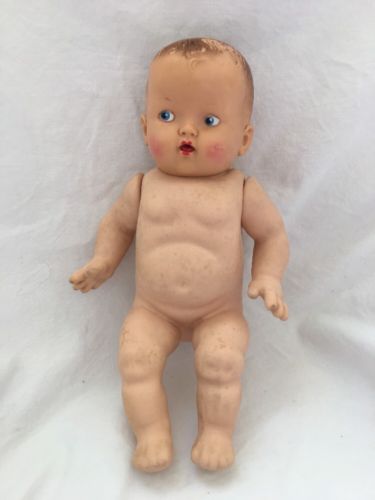 Vintage Rubber Body ? And Vinyl Head Baby Doll Painted Eyes