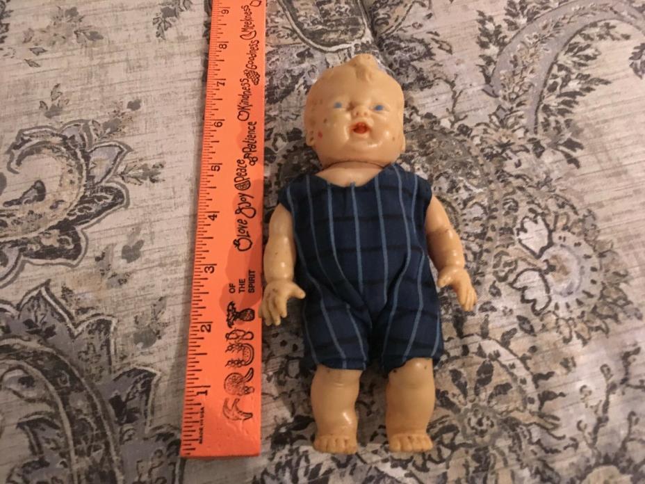 Vintage Squishy Rubber Boy Doll with Moving Head Stands 6.5 Inches Tall
