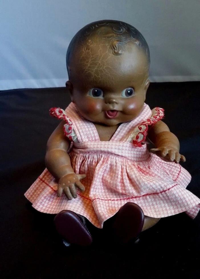 RARE Amosandra Black Baby Doll Ruth E Newton Sun Rubber Co African American USA