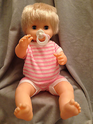 BabyDoll Blonde RootedHair Pacifer Poseable Sleeping Eyes Childrens Hard Plastic