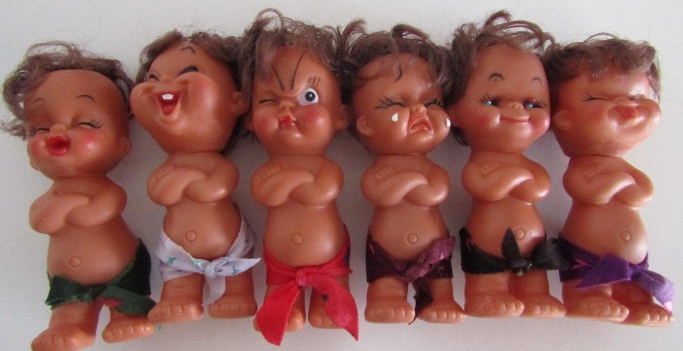 Vintage 1950's Mood Dolls Rubber Island Chrildren Lot of 6 I1-24