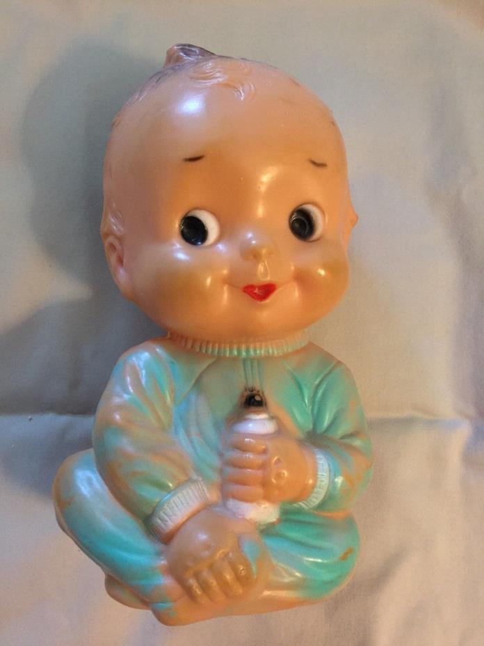 Irwin Vintage Rubber Baby Boy Toy with molded bottle 9