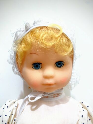 Vintage 1950's Rubber Baby Girl Doll Opens eyes, moving limbs & Handmade Outfit