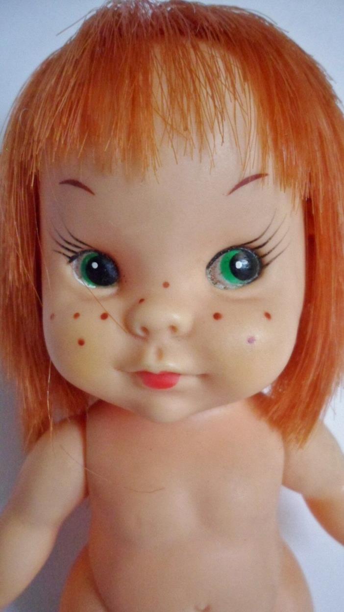 Vintage Rubber Doll Japan Red Hair Freckles 6