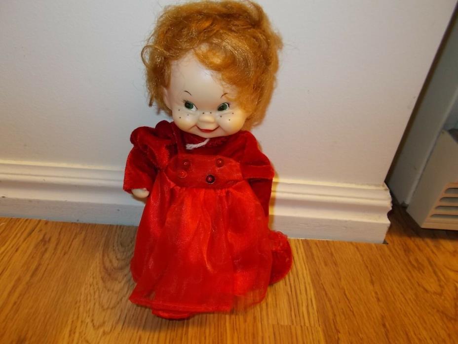 Rare Vintage Rubber Doll Japan Red Hair Freckles 8