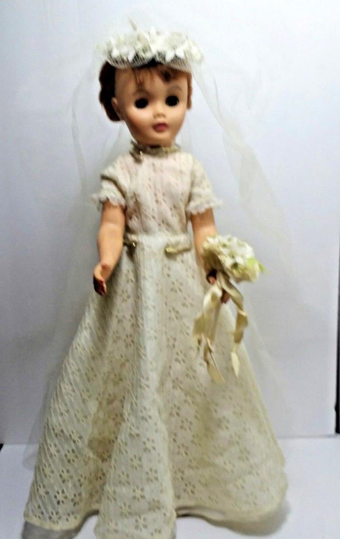 Vintage Wedding Doll 24 inch High Heels Auburn, Blue Sleep Eyes Vinyl or Plastic