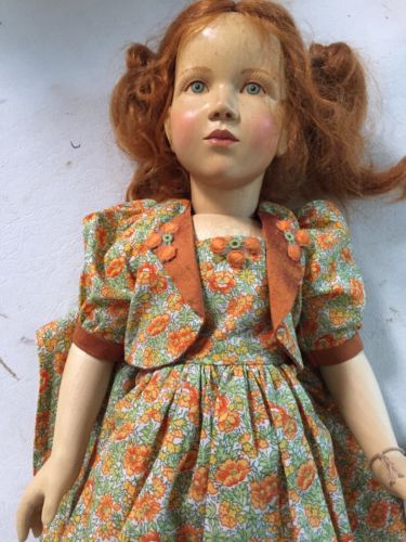 Regina Sandreuter 2004 “Greta “ Gorgeous Wooden Doll And Bench -# 6 Of 15 Made