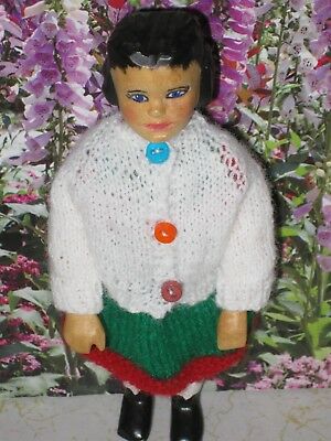 Hand Knit White Cardigan Sweater for Hitty Doll