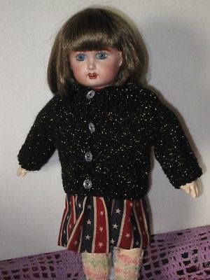 Hand Knit Black Cardigan Sweater for Bleuette Doll