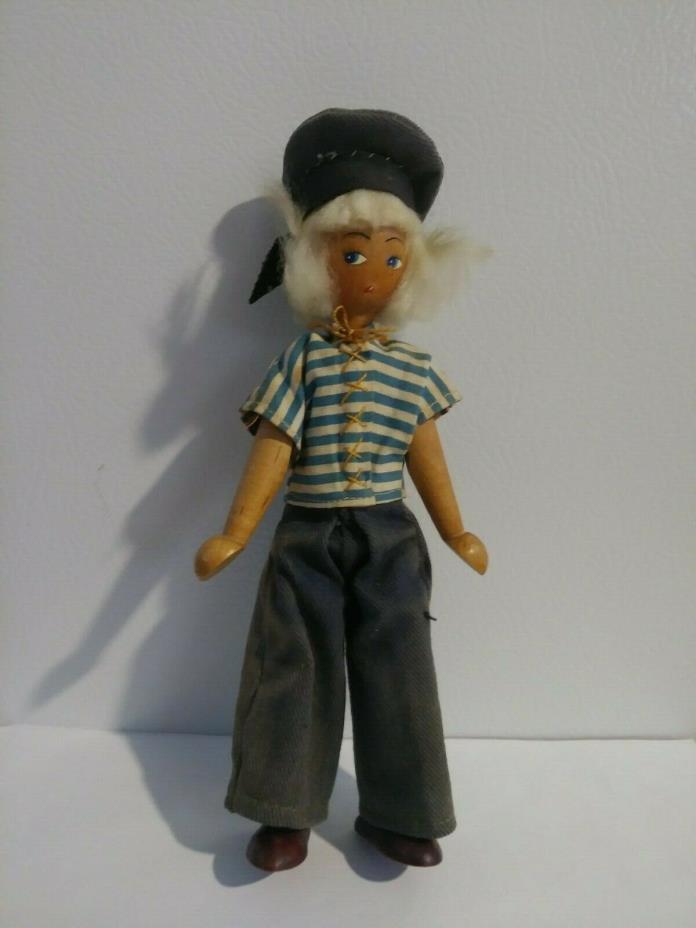 Collectible1960s Female Sailor Wooden Doll Made in Poland