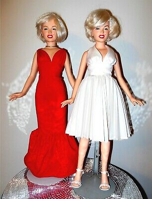 MARILYN MONROE By World Doll Set Of 2 Vinyl 1983 Red Dress & RARE White Dress