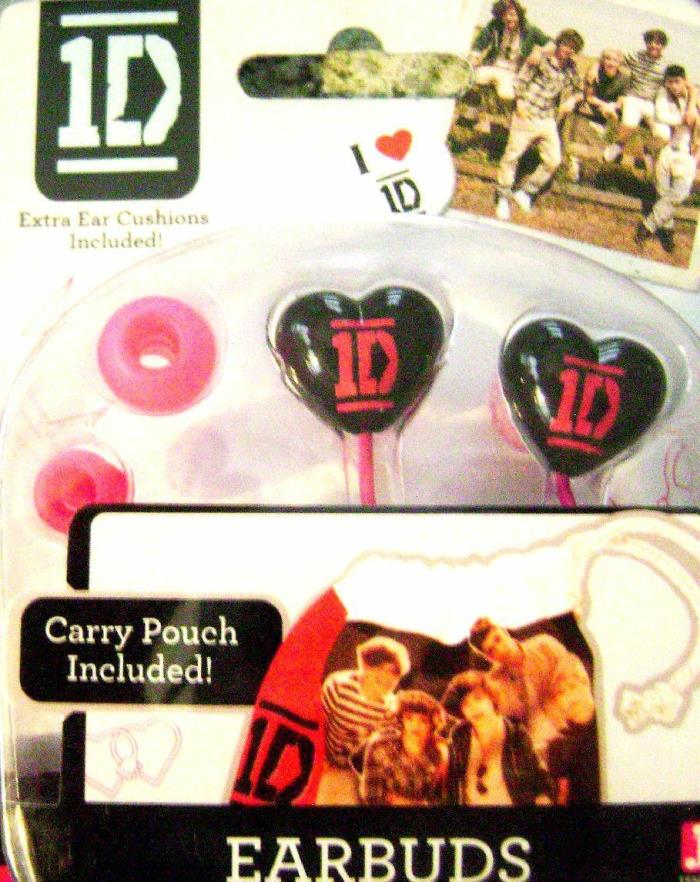 One Direction  1D Earbuds Set wExtra Ear Cushions & Pouch Included