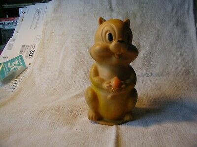 Vintage Squeaky rubber toy squirrel with acorn