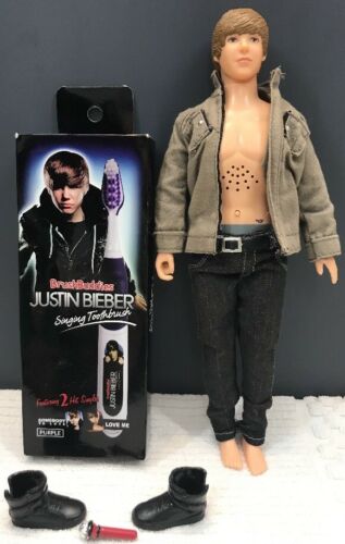 Lot Of 2! JUSTIN BIEBER Collectible Doll & NEW~Toothbrush (BOTH SING)