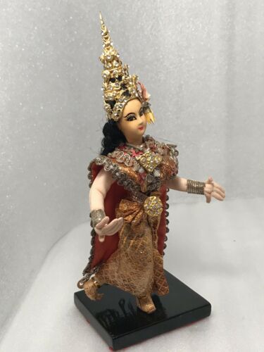 Vintage Indian Figurine Dancing Doll Wood Stand