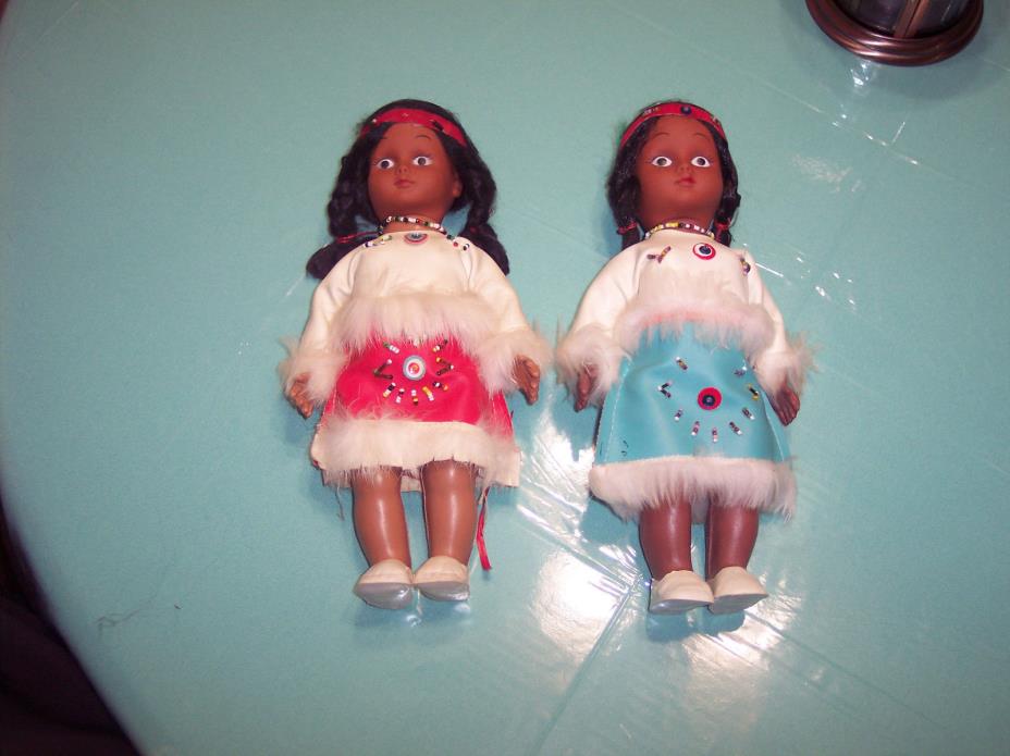 Vintage Old 2 Ethnic Indian Dolls Made In Hong Kong 11