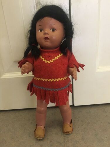 1940s Vintage Reliable Canada Composition American Indian Doll Compo