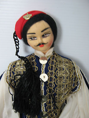 Greek Dress Ethnic National Folk Costume Souvenier Doll Man 15 1/2