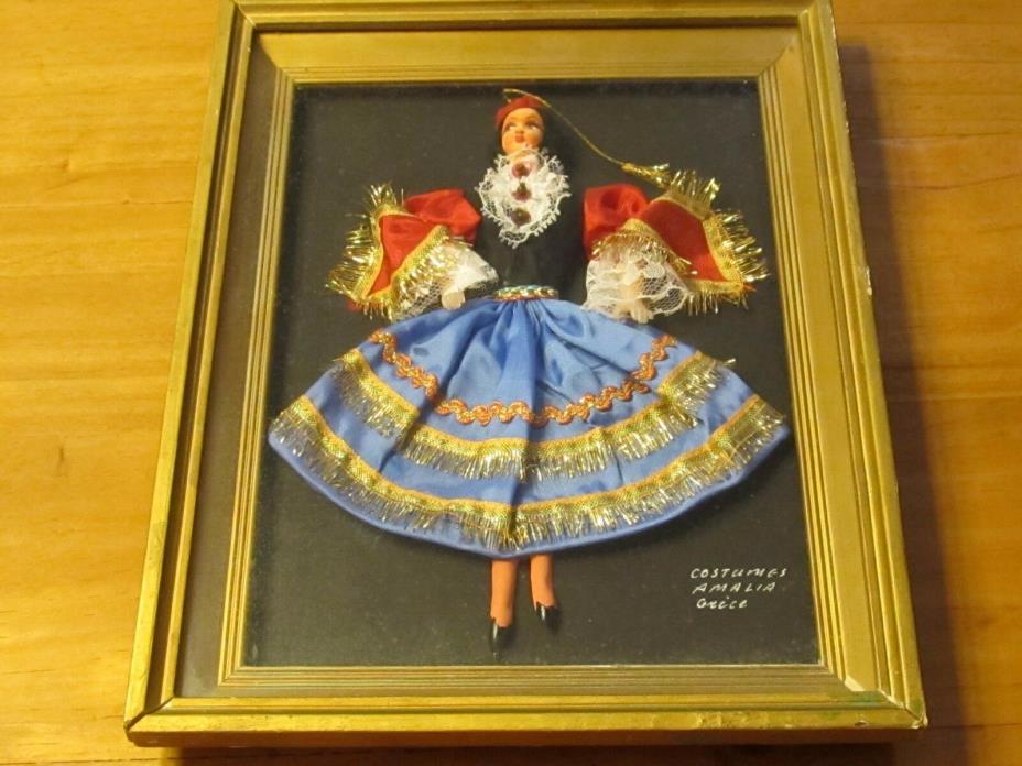 Greece framed souveneir doll costumes Amalia