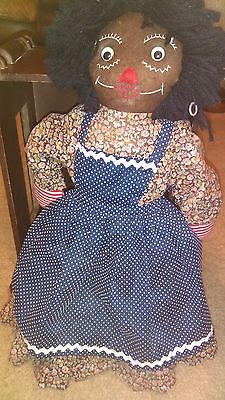 Sweet Vintage African American Ethnic Black Raggedy Ann Cloth Doll 21