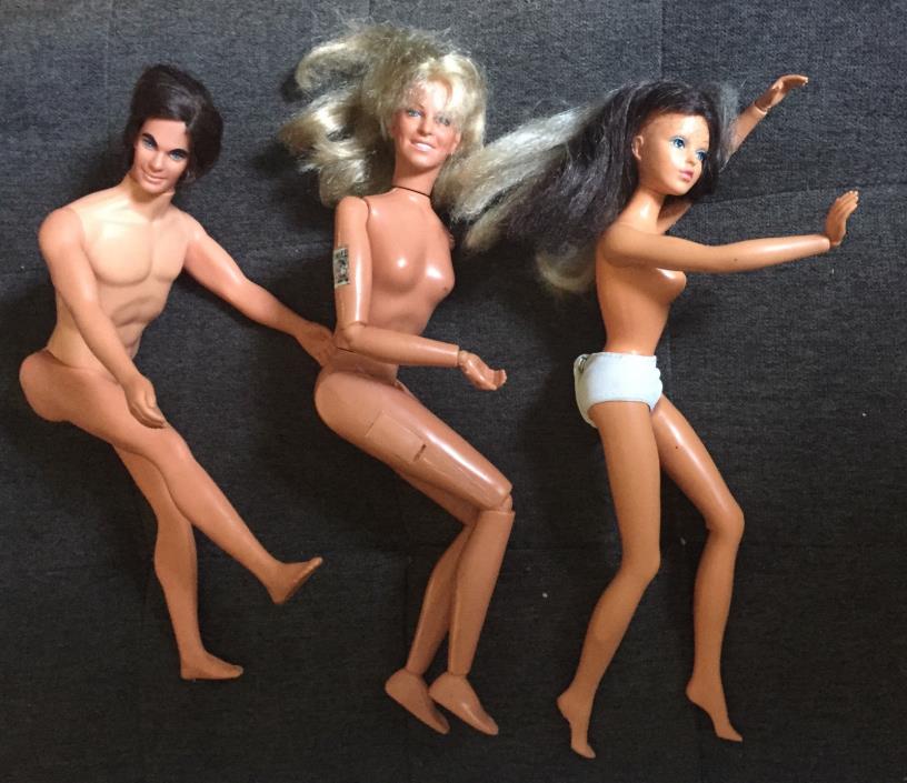 3 Vintage dolls Mattel 1968 Mod KEN & 1975 Barbie & GM 1976 Bionic Woman