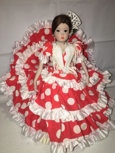 Procelain Doll Spain Flaminco Marin Red White
