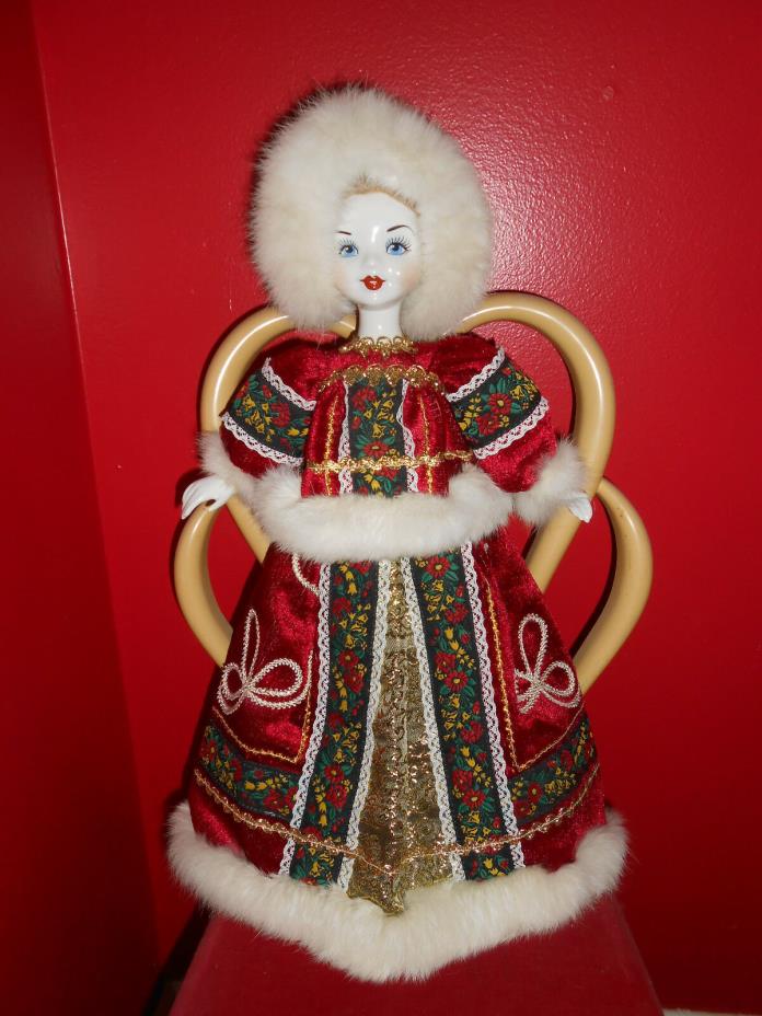 Beautiful Russian Porcelain Doll Real Fur