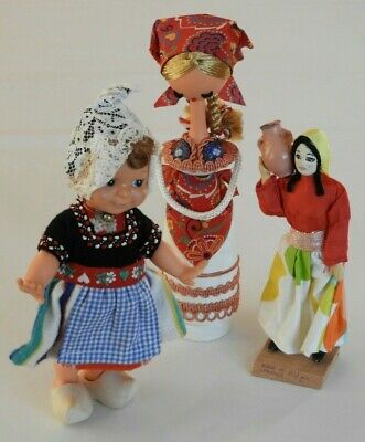 Lot of 3 World Costume Outfits Dolls from Holland Lebanon & Russia