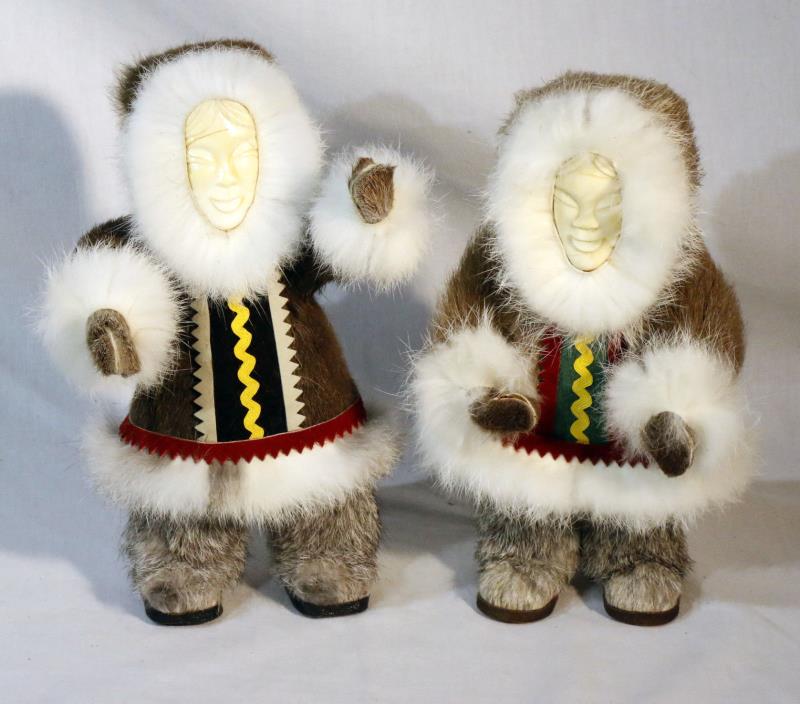 Hand Made Chukchi Eskimo Dancer Woman Doll Reindeer Antler Fur 10