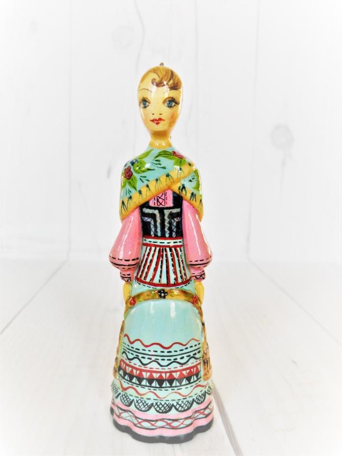 Russian Doll Vintage Folk Art-Vintage Russian Christmas Ornament-Handmade.