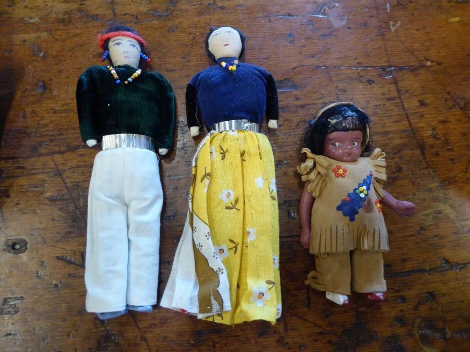 Set of 3 Native American Dolls Vintage