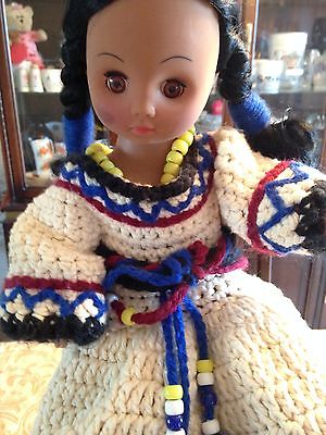 Native American Collectible Doll Handmade Dress and Boots 1988 Vintage