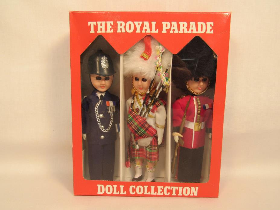 Vintage THE ROYAL PARADE British Royal Guards Doll Collection 3 PC Set NEW
