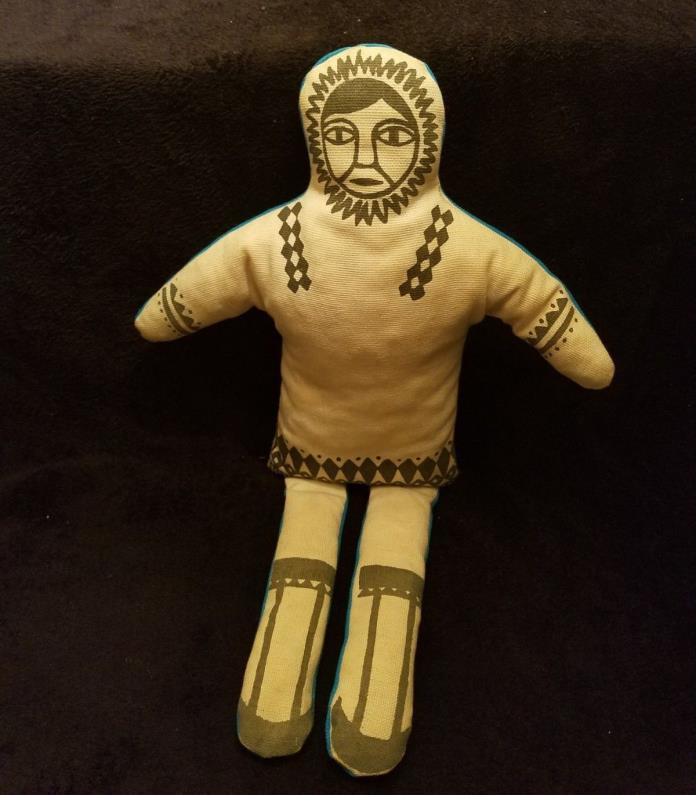 Indigenous Printed Cloth Doll Double side print Blue  24