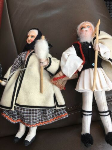 CRAFTMANSHIP in these SHEPHERD and WIFE (wool spinner) DOLLS