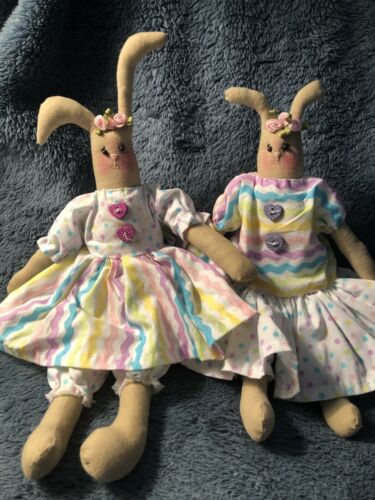 Folk Art Cloth Easter Sister Bunnies