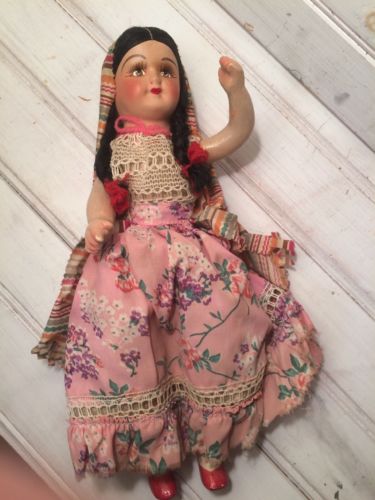 Vintage MEXICAN DOLL GIRL 12”