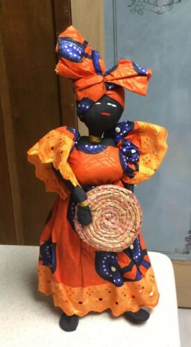 Handmade Jamaican Mama Doll 15” Fabric Wire