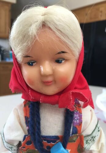 Mockobckar Vintage Russian Peasant Girl Doll Full Costume USSR 12”