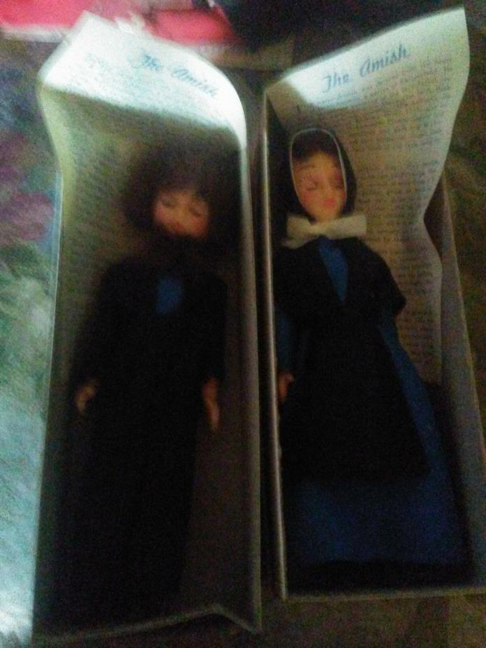 Vint Amish boy and girl Doll traditional dress original box 60s/70s Lancaster PA