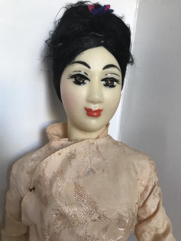 Viet Nam Face Paint Handmade Doll Vietnam War 1960s Stands High Heels Yu Chu USA